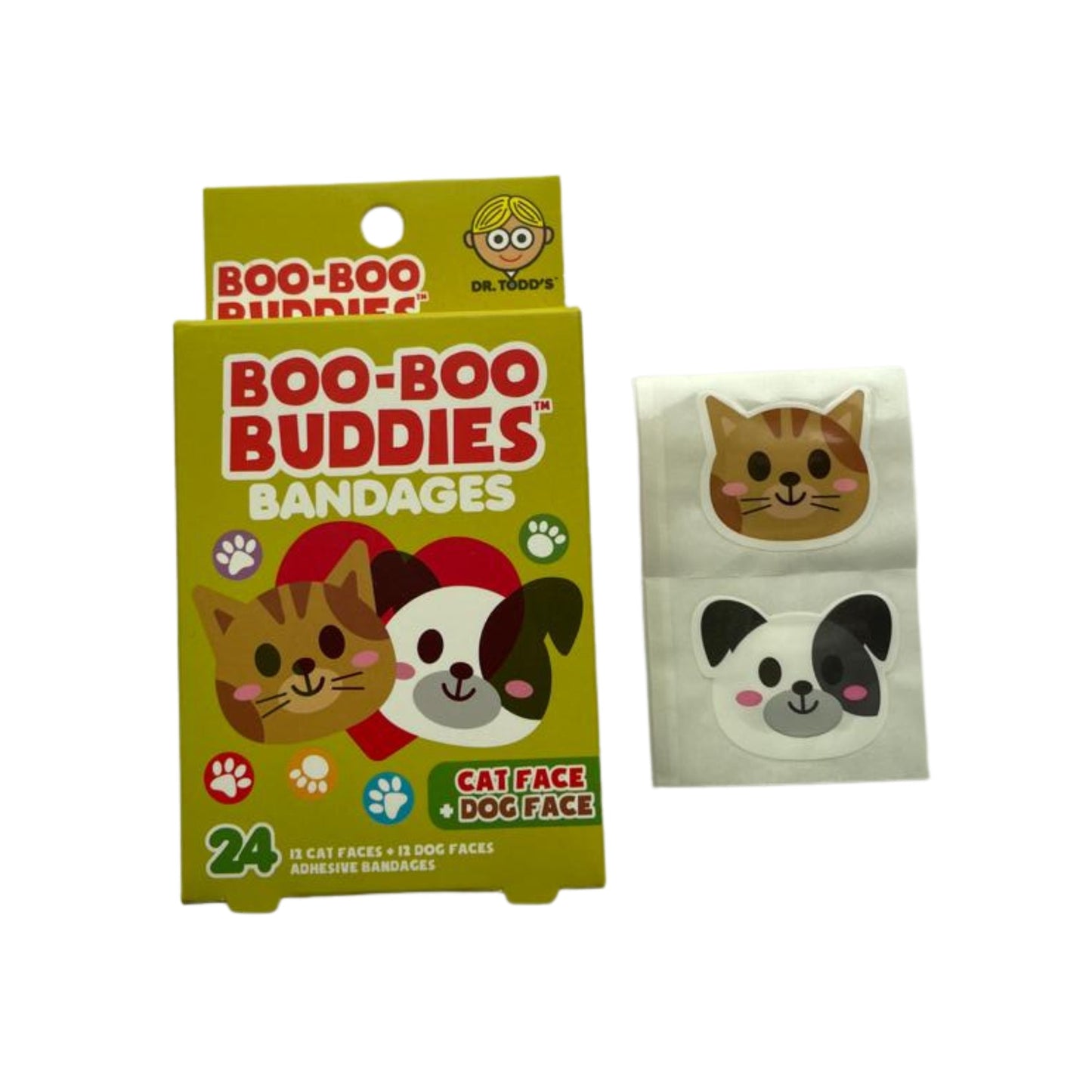 Kids Bandages – Dog Face + Cat Face (24 Count, Latex-Free)