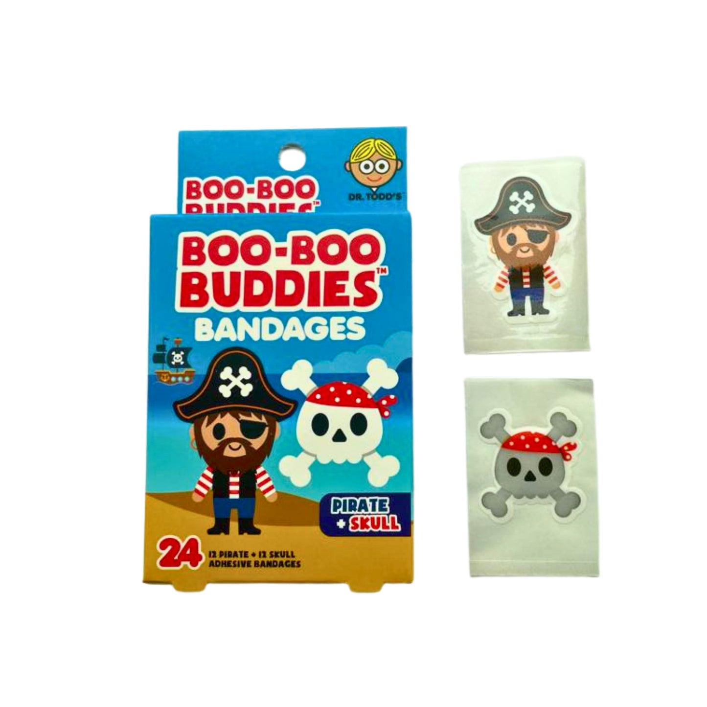 Kids Bandages – Pirate + Skull (24 Count, Latex-Free)