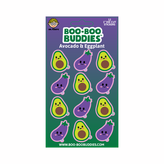 Boo Boo Buddies® Avocado & Eggplant Sticker Sheet – Collectible