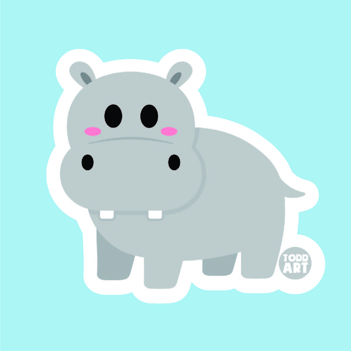 Hippopotamus - 3" Art Sticker