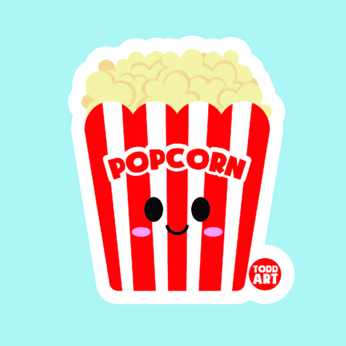 Popcorn - 3" Art Sticker