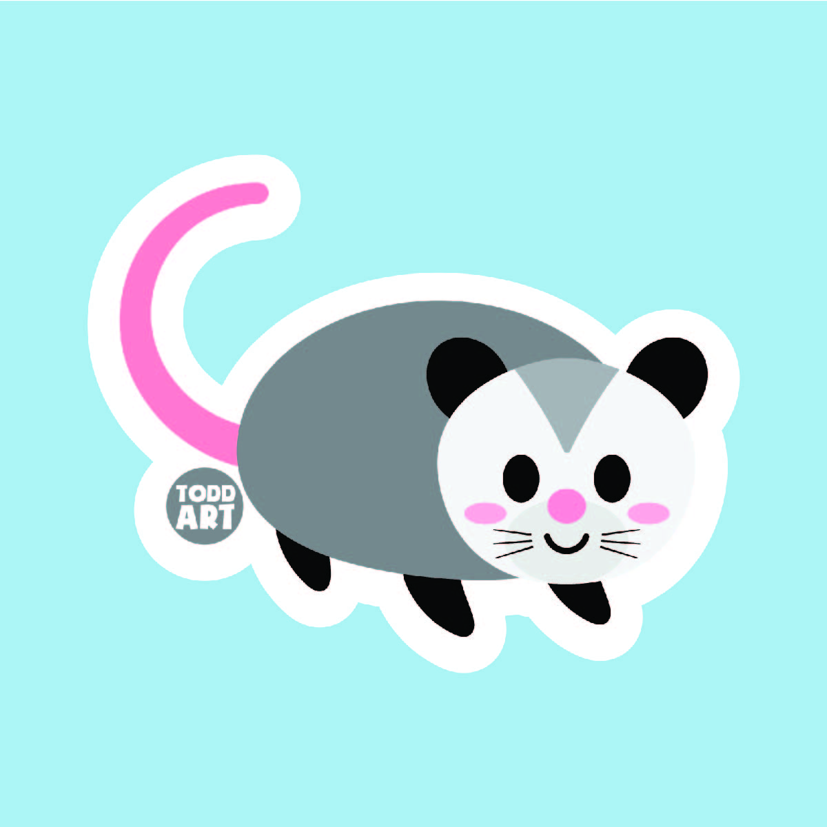 Opossum - 3" Art Sticker