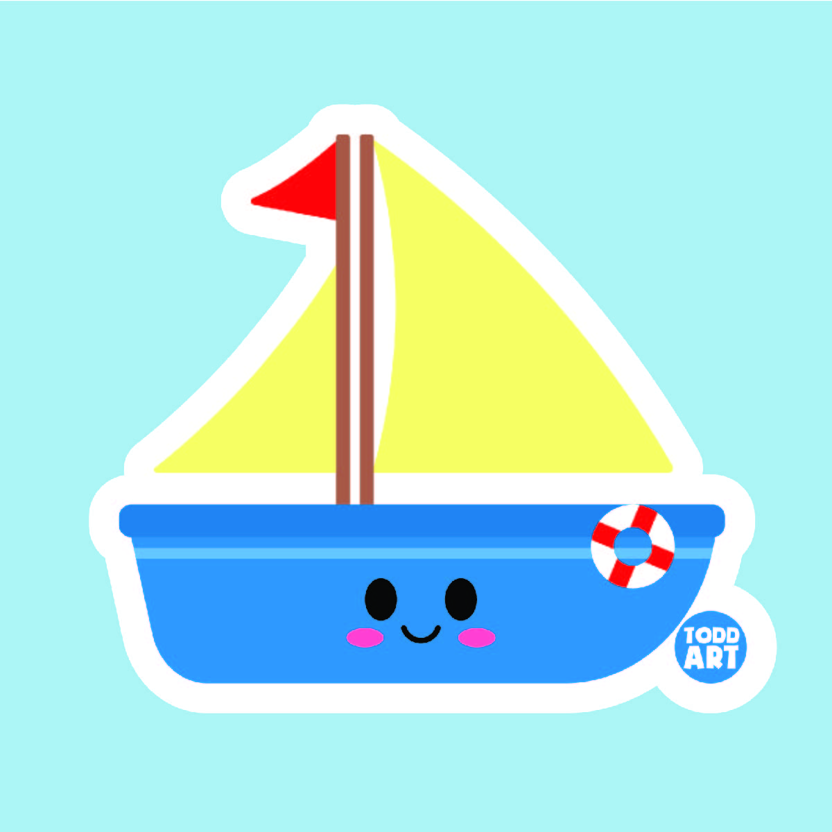 Sailboat - 3" Art Sticker