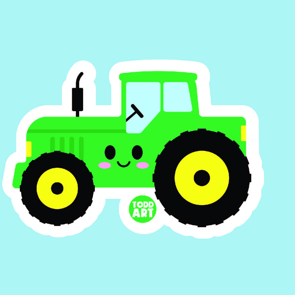 Boo Boo Buddies™ Tractor Sticker – Adorable Kawaii Vinyl, Waterproof Glossy 3″ Die‑Cut