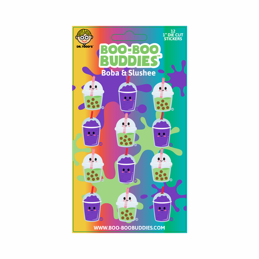 Cute 1-inch vinyl stickers with smiling boba tea and slushee cups—perfect for decorating crafts, water bottles, and notebooks.