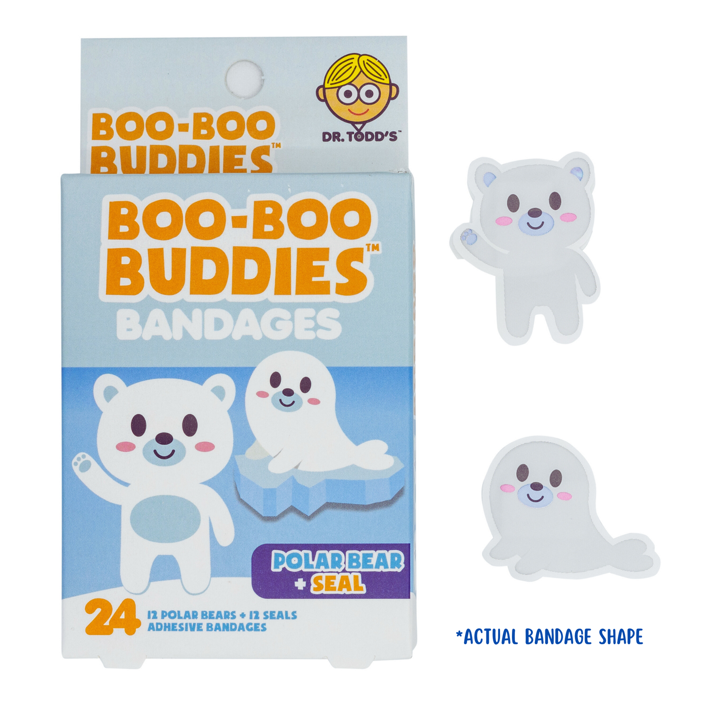 Kids Bandages – Polar Bear + Seal (24 Count, Latex-Free)