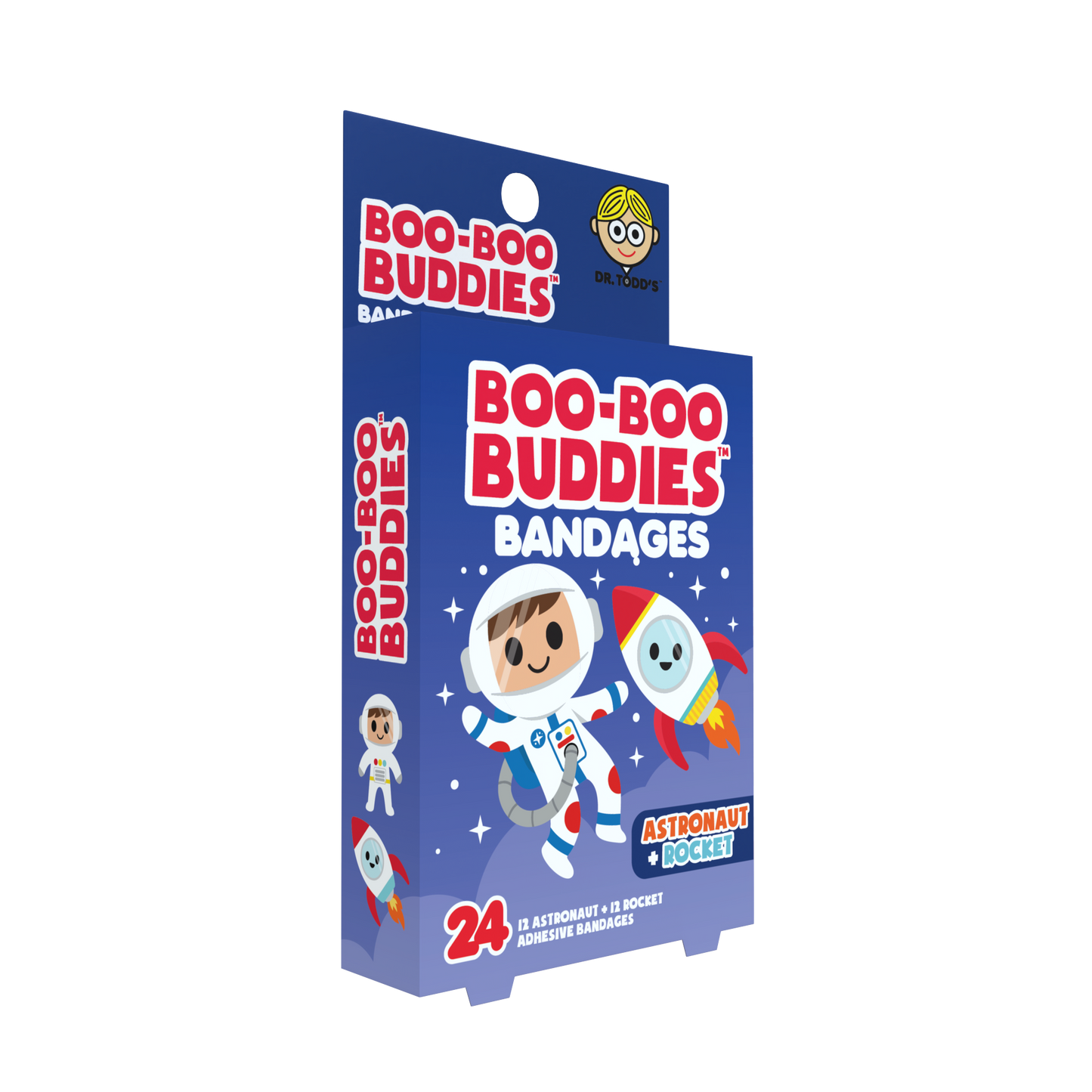 Kids Bandages – Astronaut + Rocket (24 Count, Latex-Free)