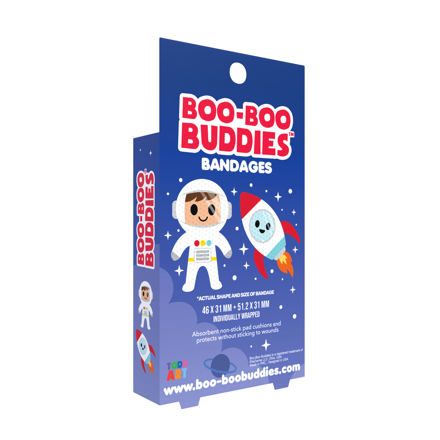 Kids Bandages – Astronaut + Rocket (24 Count, Latex-Free)
