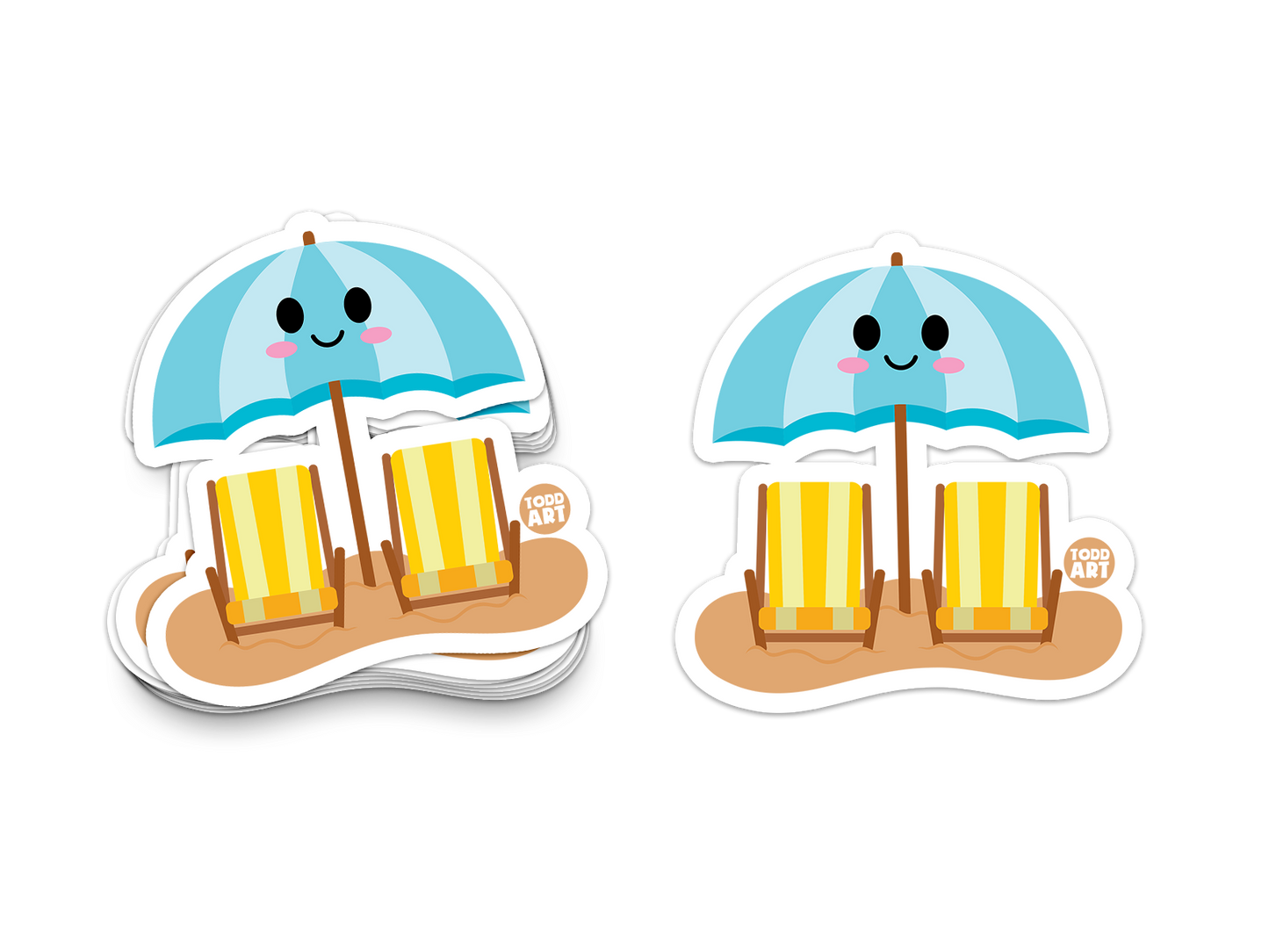 Beach Umbrella - 3" Art Sticker