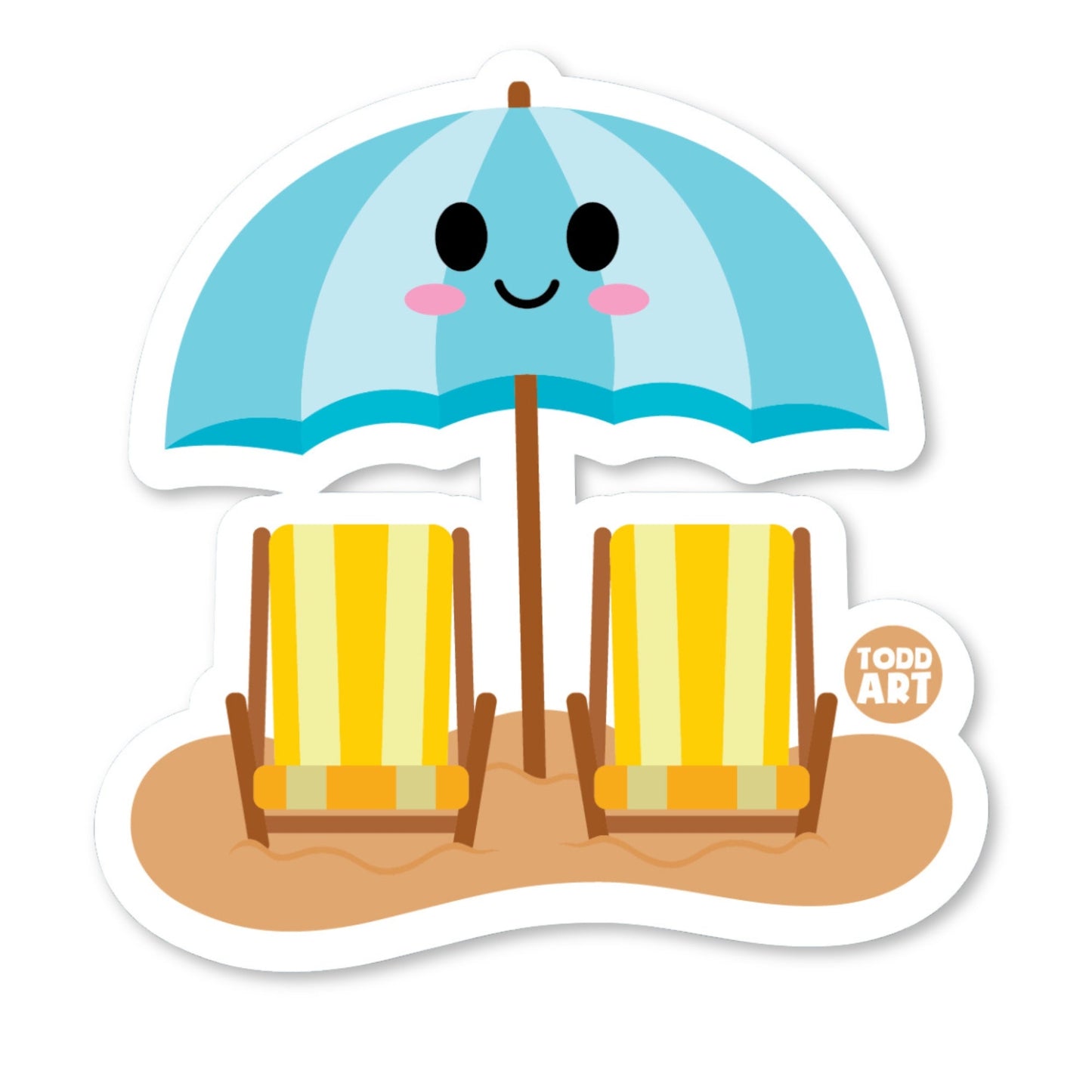 Beach Umbrella - 3" Art Sticker