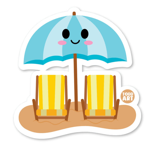 Beach Umbrella - 3" Art Sticker