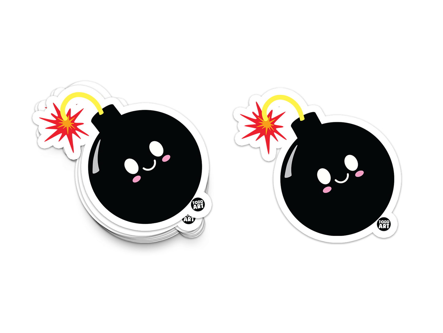 Smiling cartoon bomb with a lit fuse – fun explosive-themed sticker from Boo Boo Buddies
