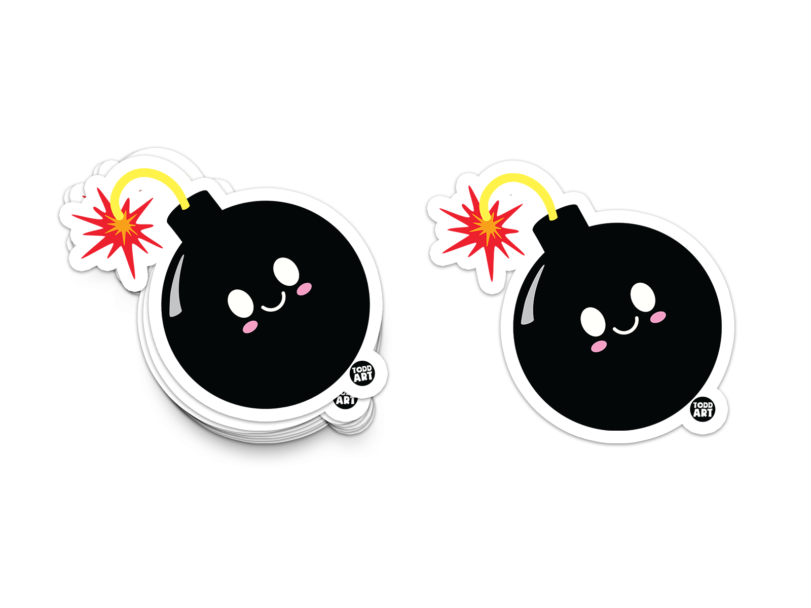 Smiling cartoon bomb with a lit fuse – fun explosive-themed sticker from Boo Boo Buddies
