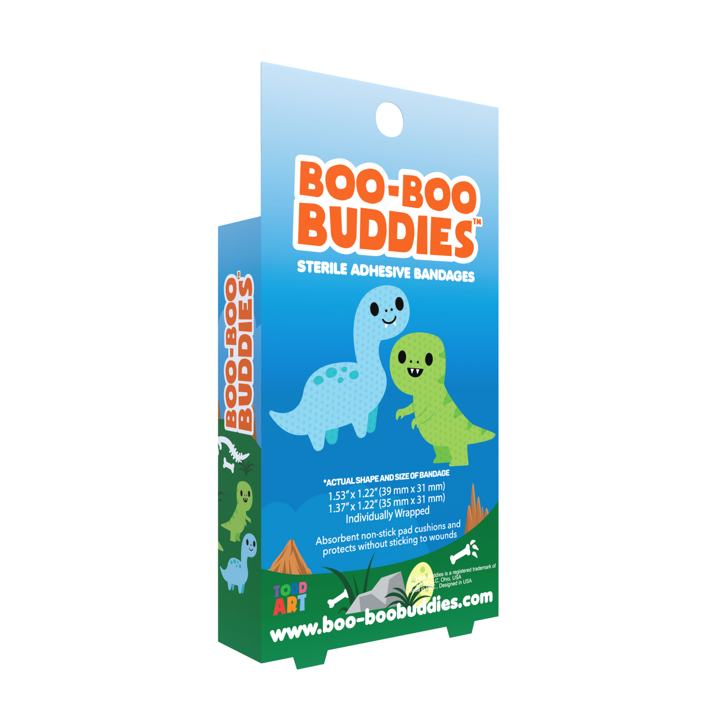 Kids Bandages – Brontosaurus + T-Rex (24 Count, Latex-Free)