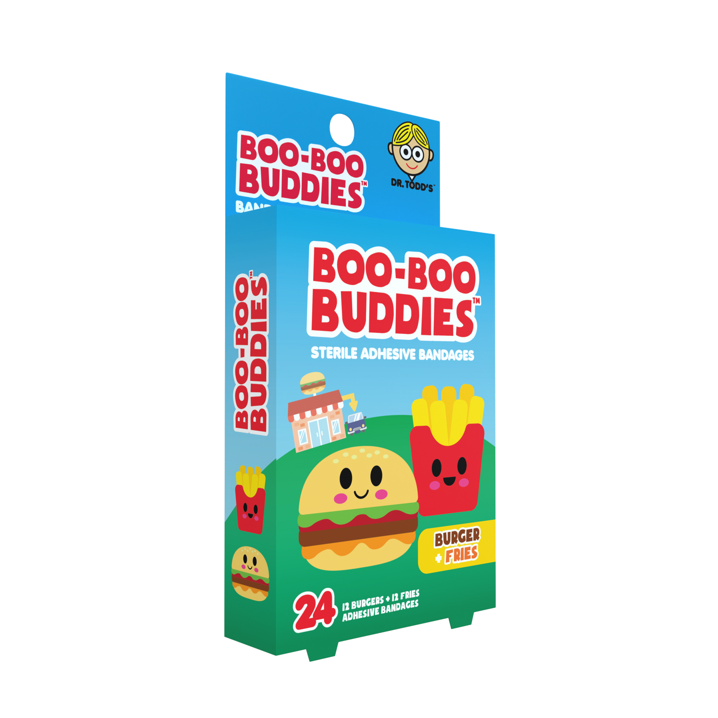 Kids Bandages – Burger + Fries (24 Count, Latex-Free)