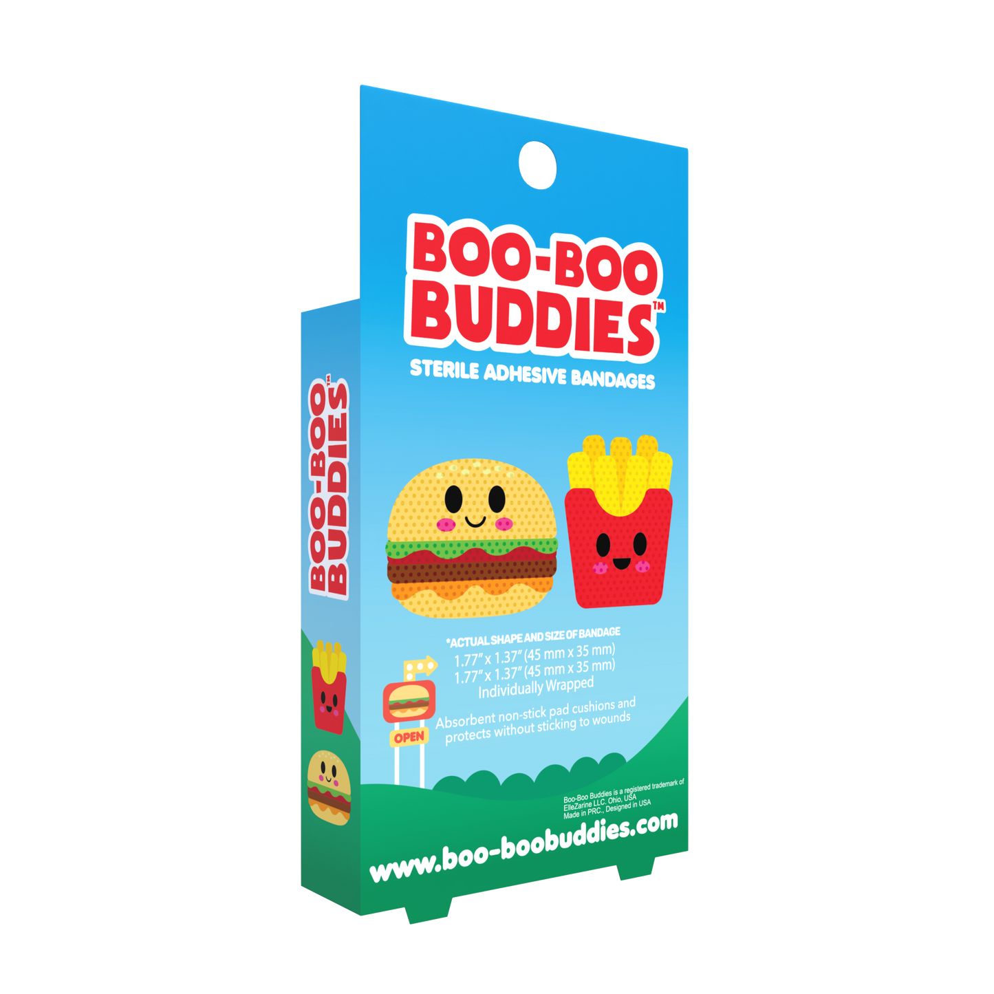 Kids Bandages – Burger + Fries (24 Count, Latex-Free)