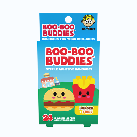 Kids Bandages – Burger + Fries (24 Count, Latex-Free)