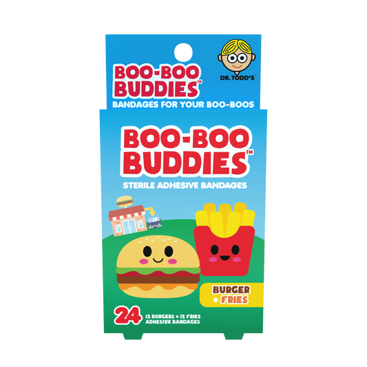 Kids Bandages – Burger + Fries (24 Count, Latex-Free)