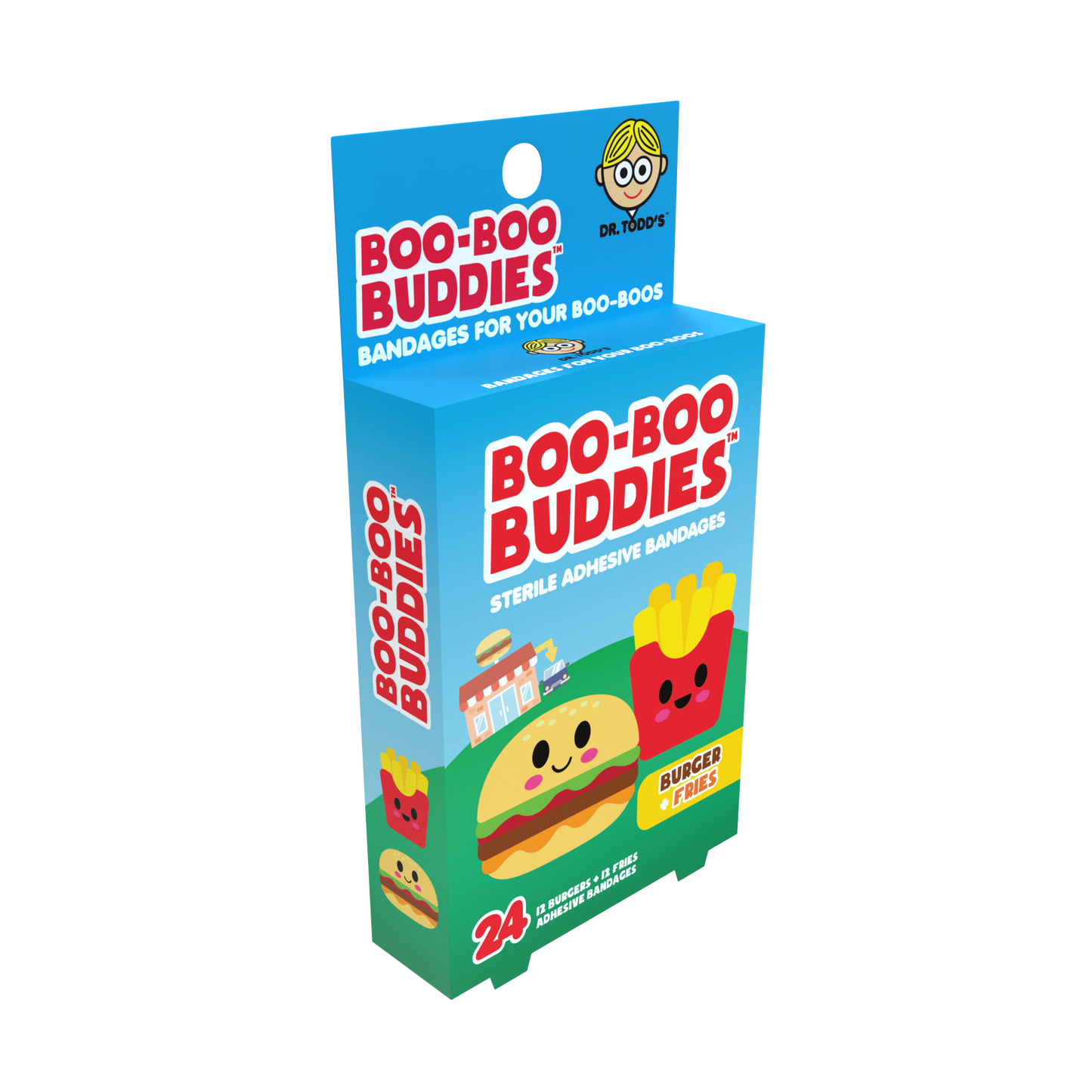Kids Bandages – Burger + Fries (24 Count, Latex-Free)