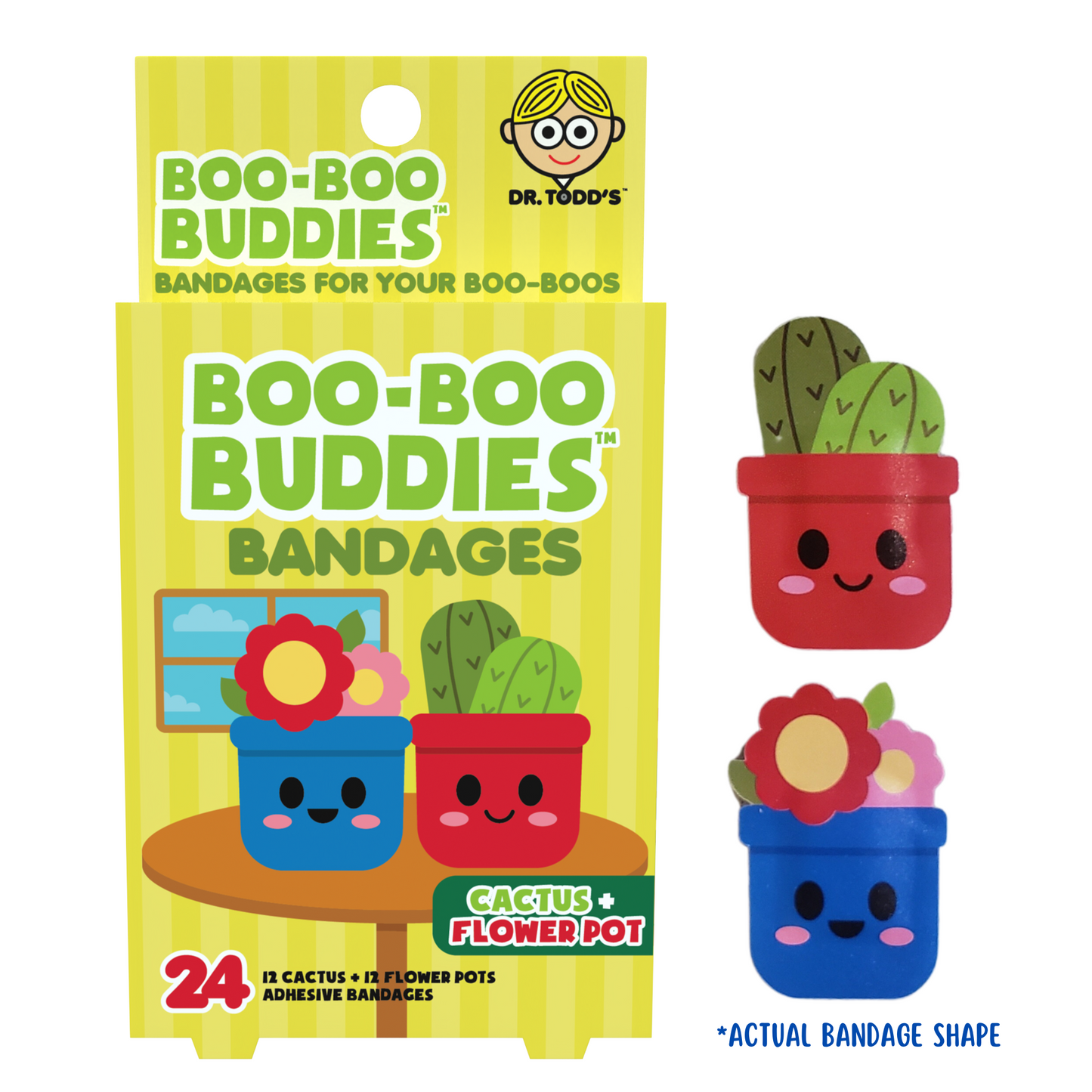 Kids Bandages – Cactus + Flower (24 Count, Latex-Free)