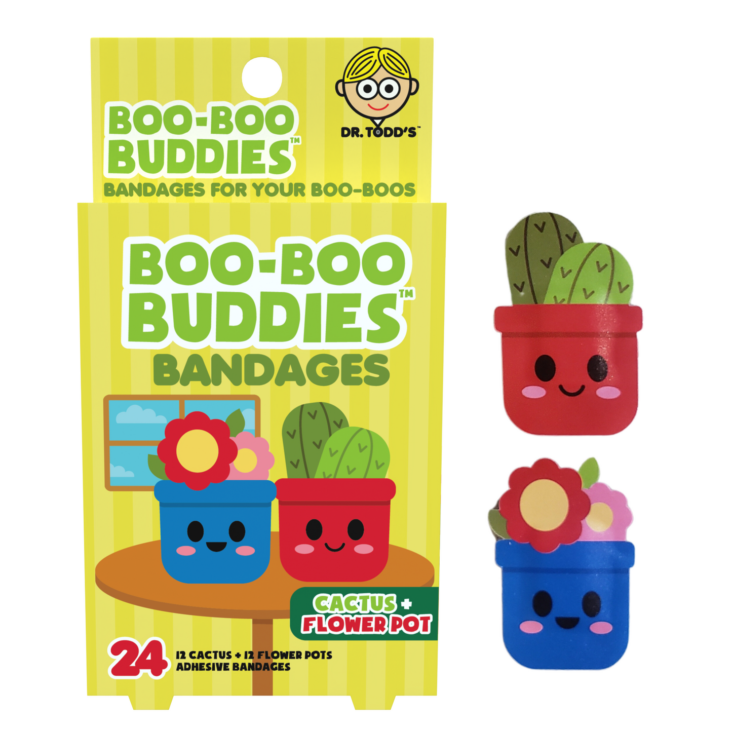 Kids Bandages – Cactus + Flower (24 Count, Latex-Free)