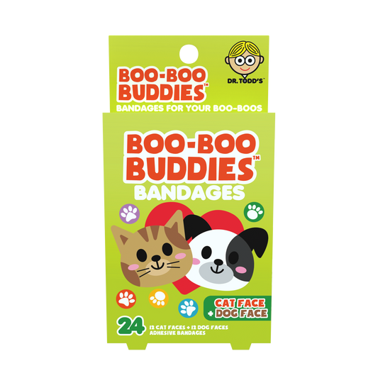 Kids Bandages – Dog Face + Cat Face (24 Count, Latex-Free)