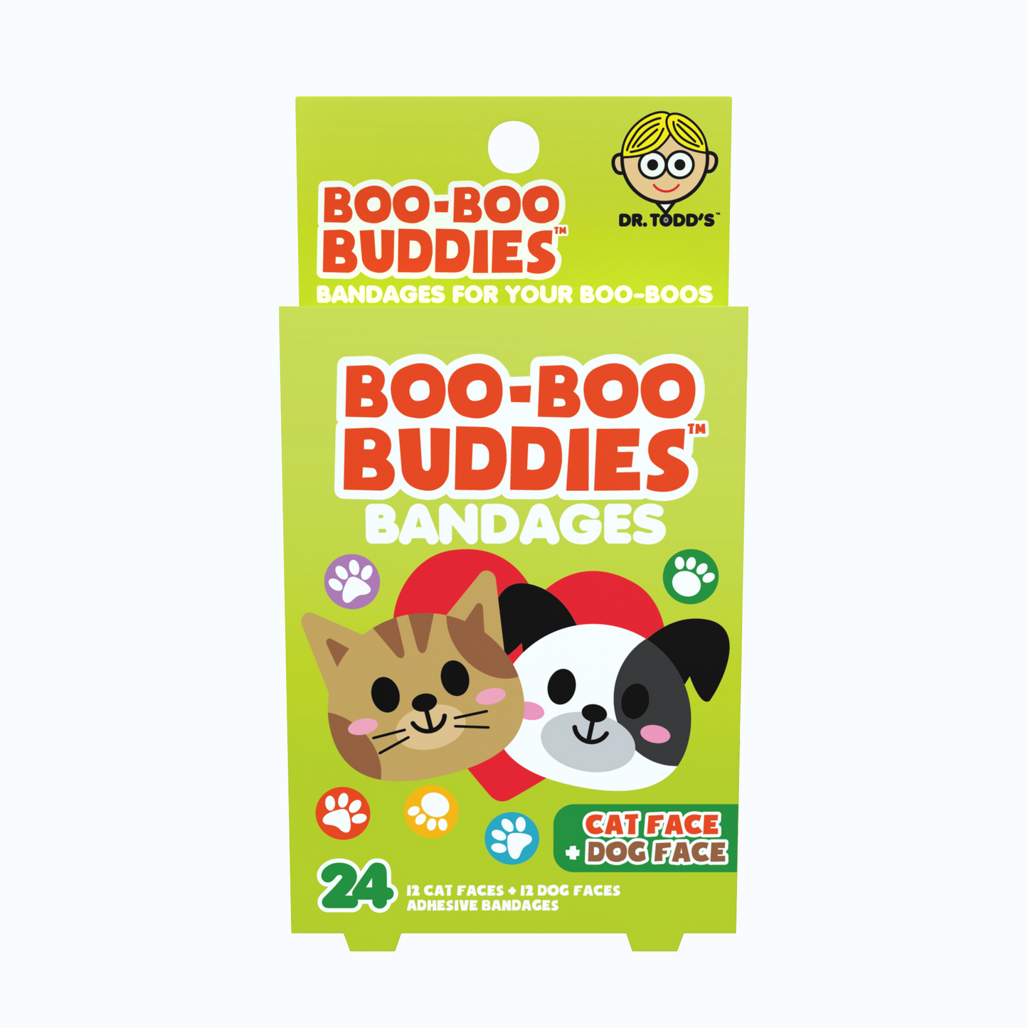 Kids Bandages – Dog Face + Cat Face (24 Count, Latex-Free)