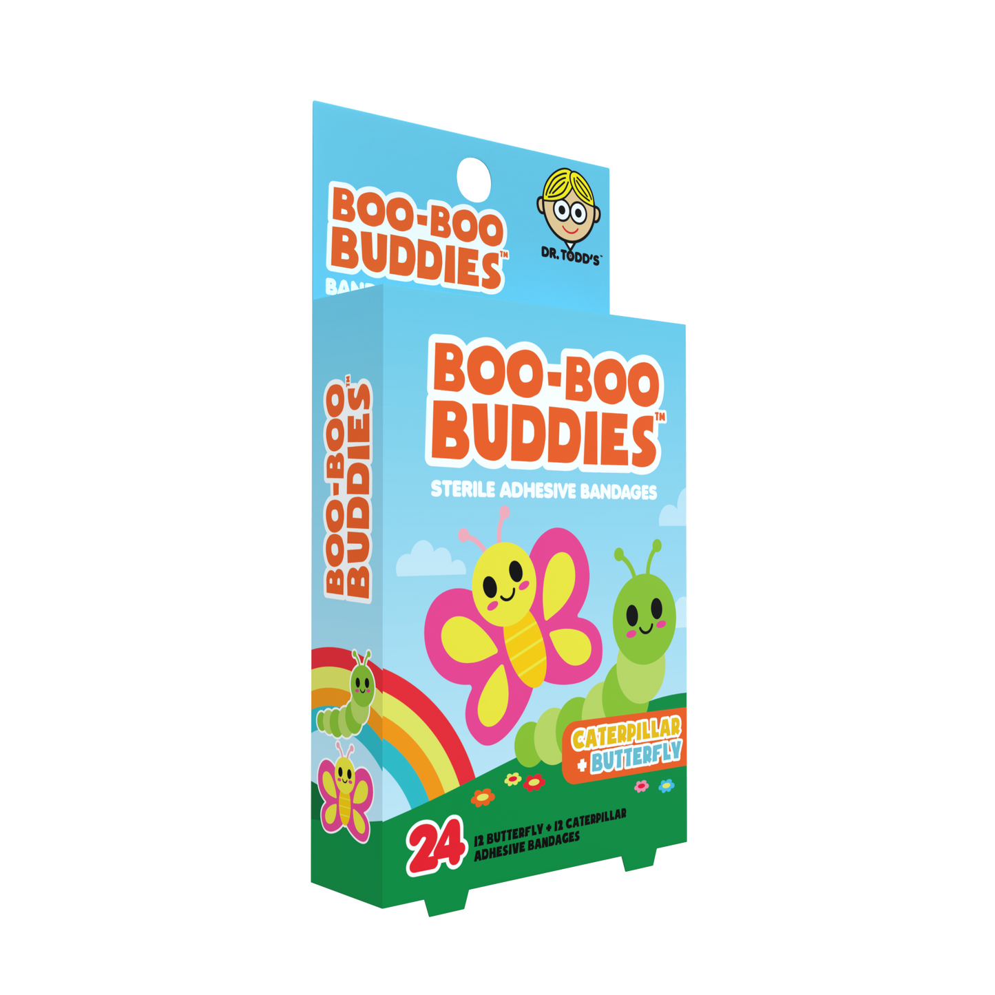 Kids Bandages – Caterpillar + Butterfly (24 Count, Latex-Free)