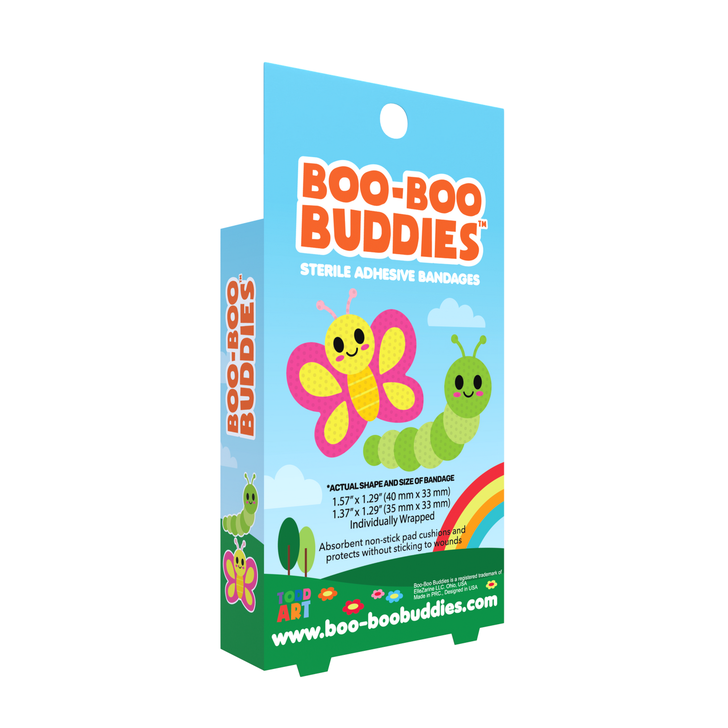 Kids Bandages – Caterpillar + Butterfly (24 Count, Latex-Free)