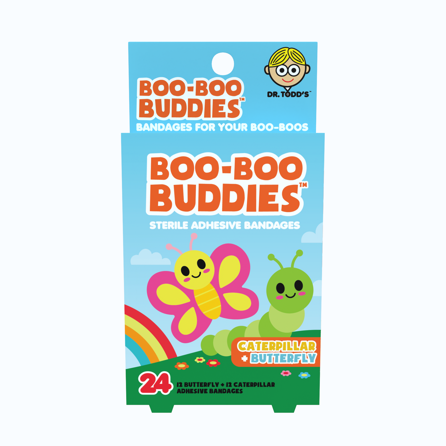 Kids Bandages – Caterpillar + Butterfly (24 Count, Latex-Free)