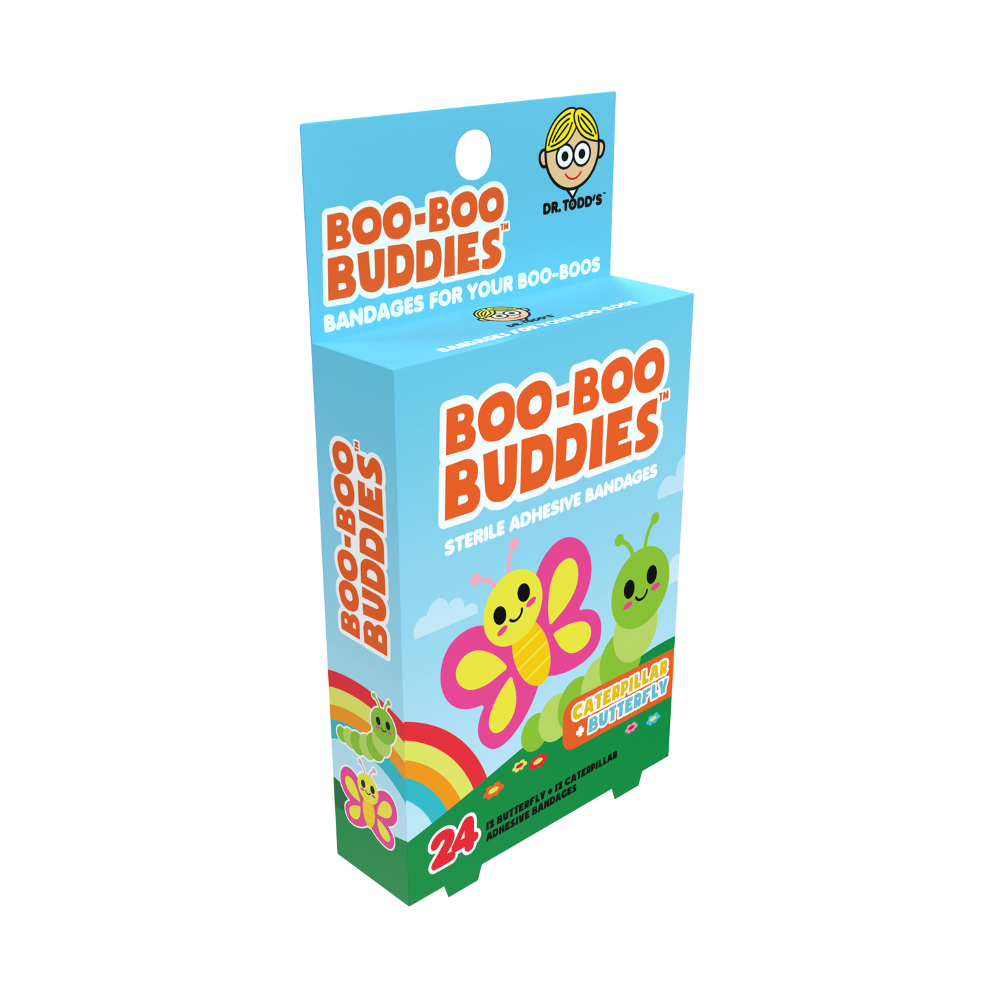 Kids Bandages – Caterpillar + Butterfly (24 Count, Latex-Free)