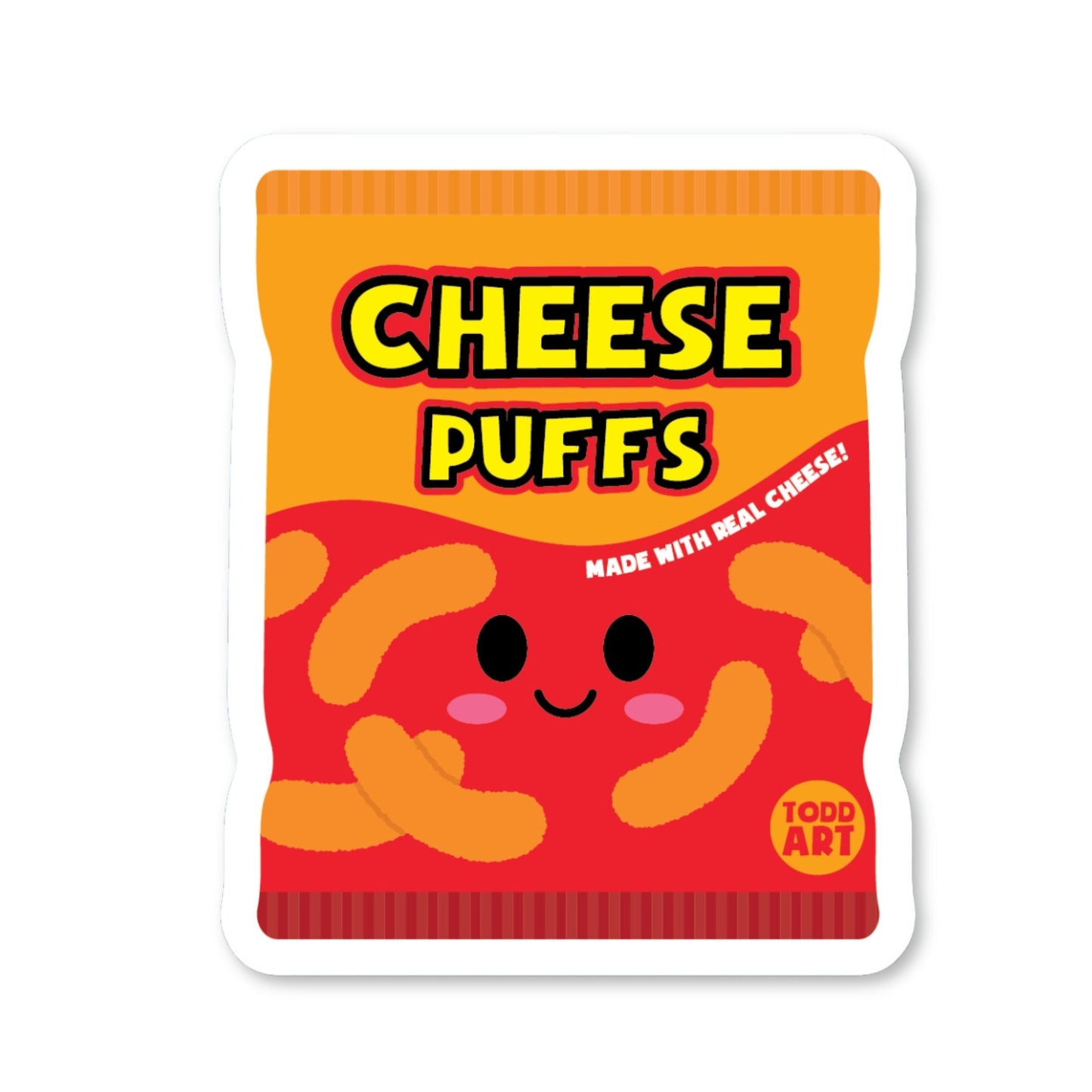 Cheese Puffs - 3" Art Sticker