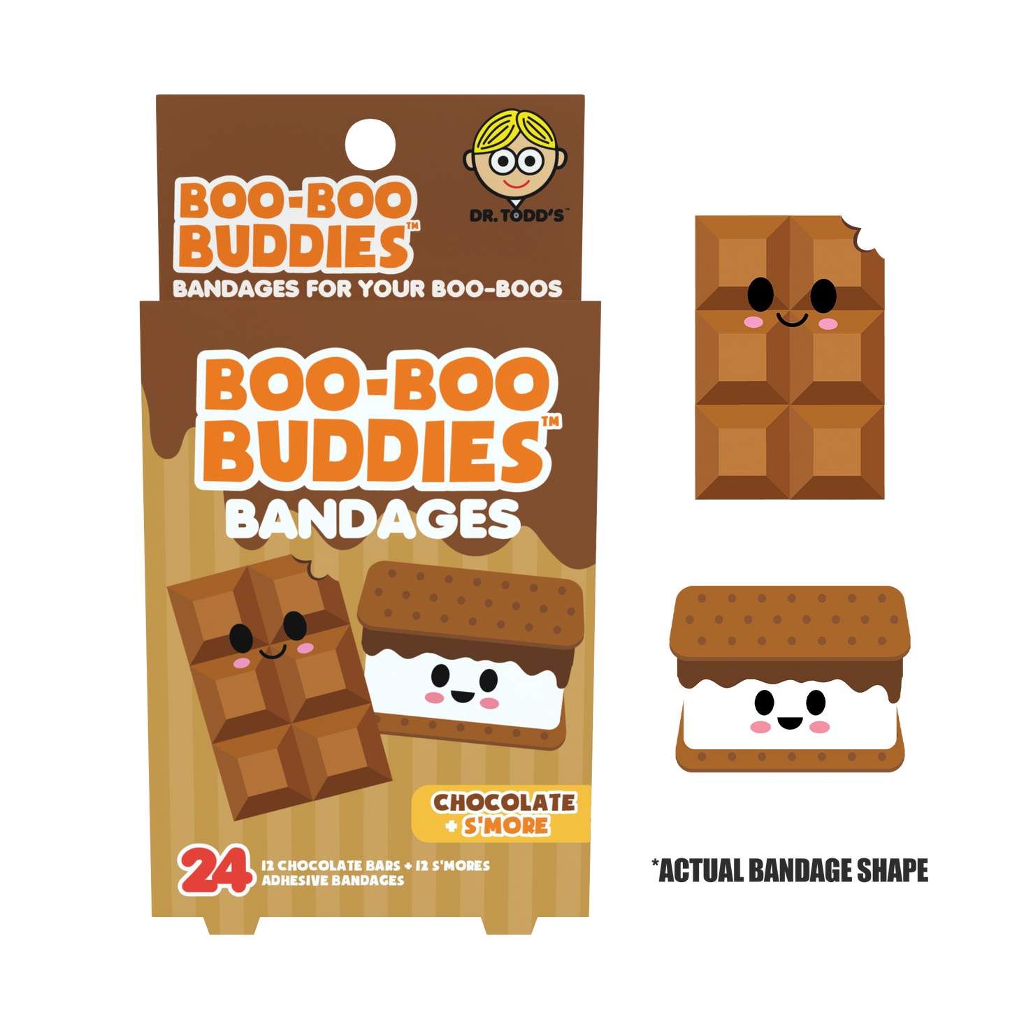 Kids Bandages – Chocolate + S’more (24 Count, Latex-Free)