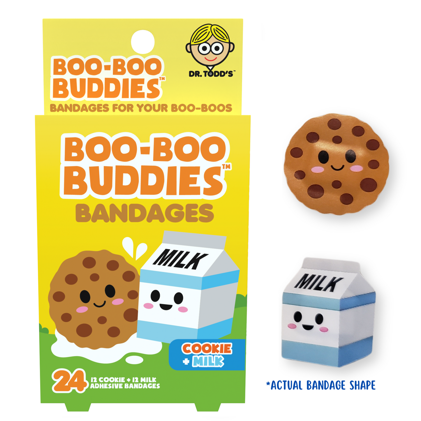 Kids Bandages - Cookie + Milk  (24 Count  Latex-Free)