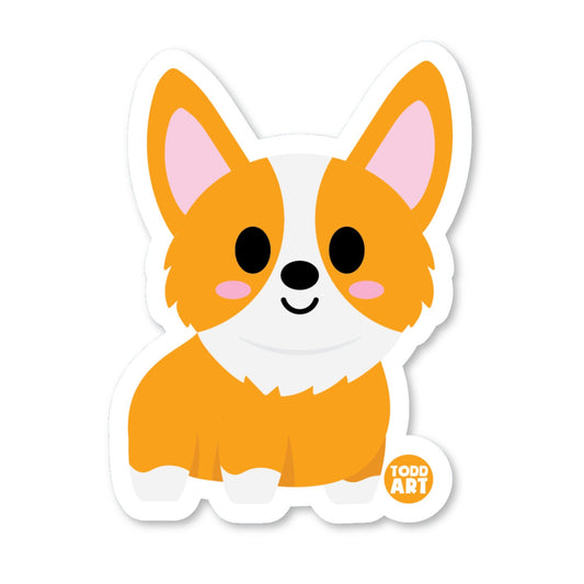 Corgi - Dog 3" Art Sticker