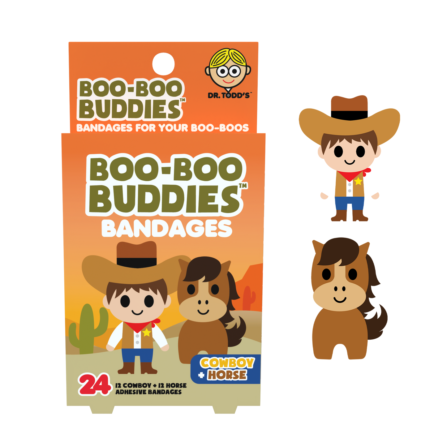Kids Bandages – Cowboy + Horse (24 Count, Latex-Free)