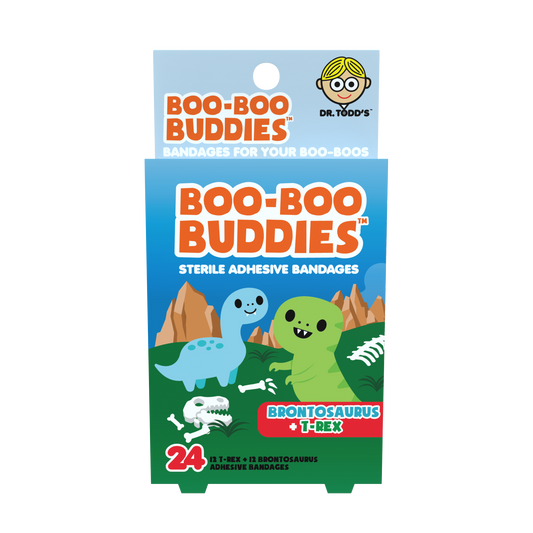 Kids Bandages – Brontosaurus + T-Rex (24 Count, Latex-Free)