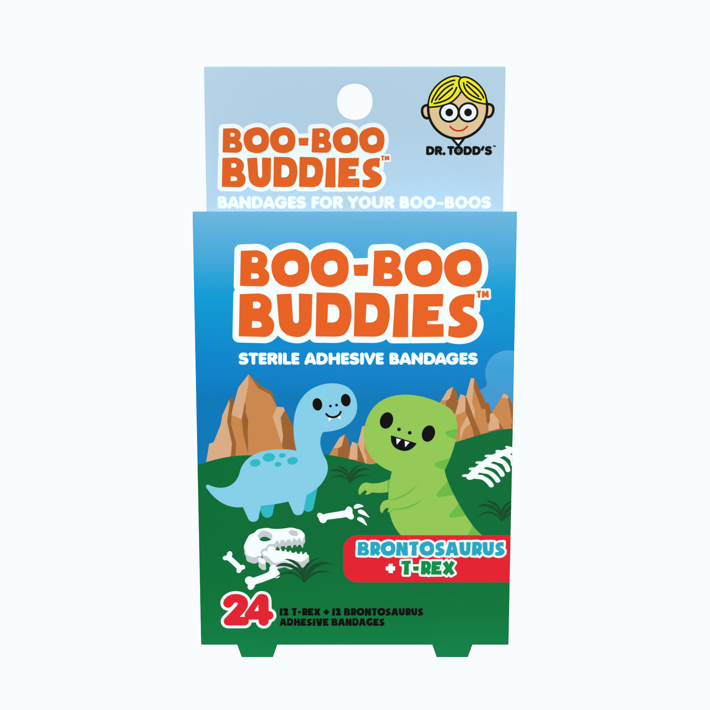 Kids Bandages – Brontosaurus + T-Rex (24 Count, Latex-Free)