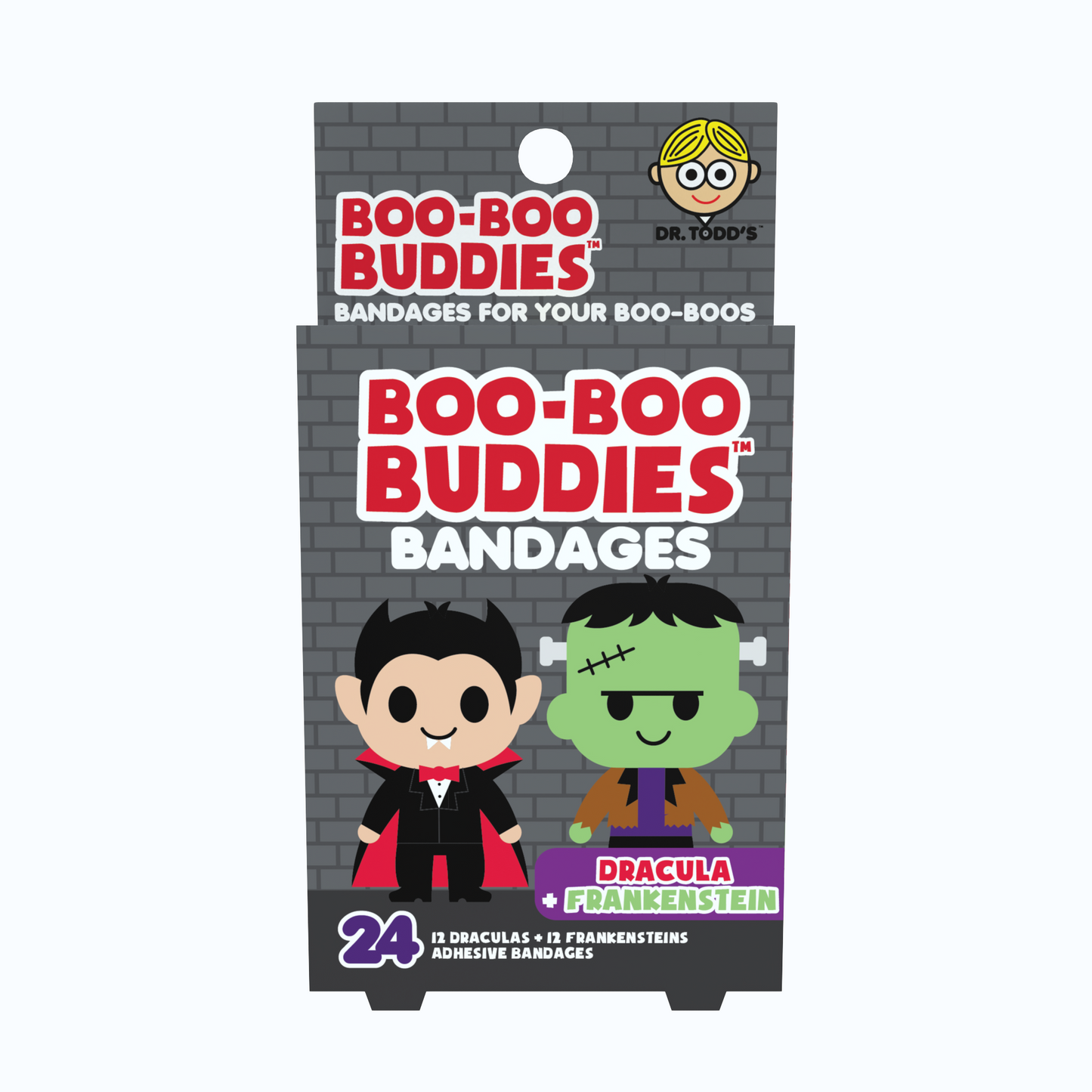 Kids Bandages – Dracula + Frankenstein (24 Count, Latex-Free)