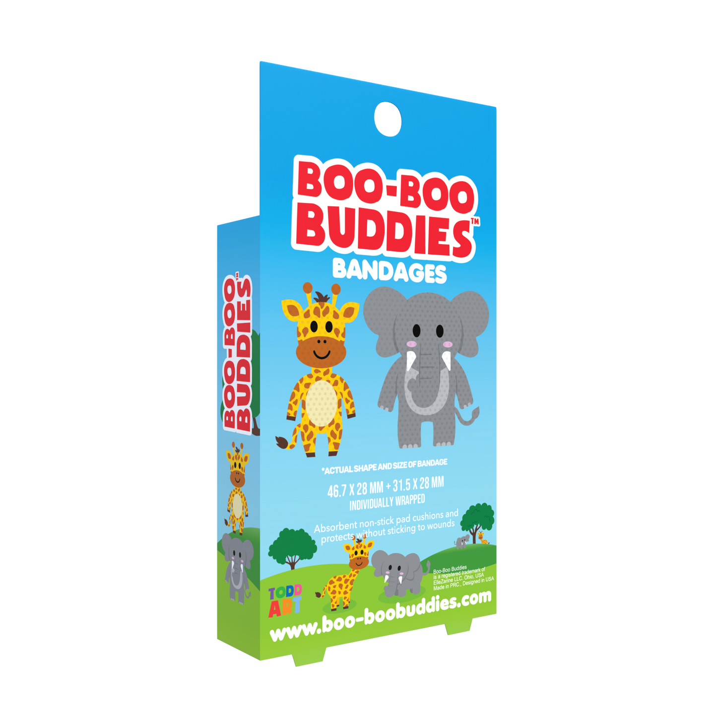 Kids Bandages – Elephant + Giraffe (24 Count, Latex-Free)