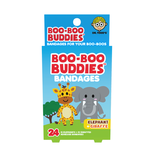 Kids Bandages – Elephant + Giraffe (24 Count, Latex-Free)