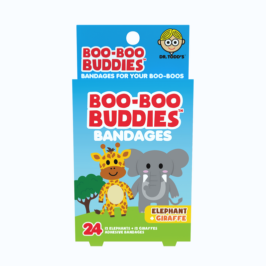 Kids Bandages – Elephant + Giraffe (24 Count, Latex-Free)