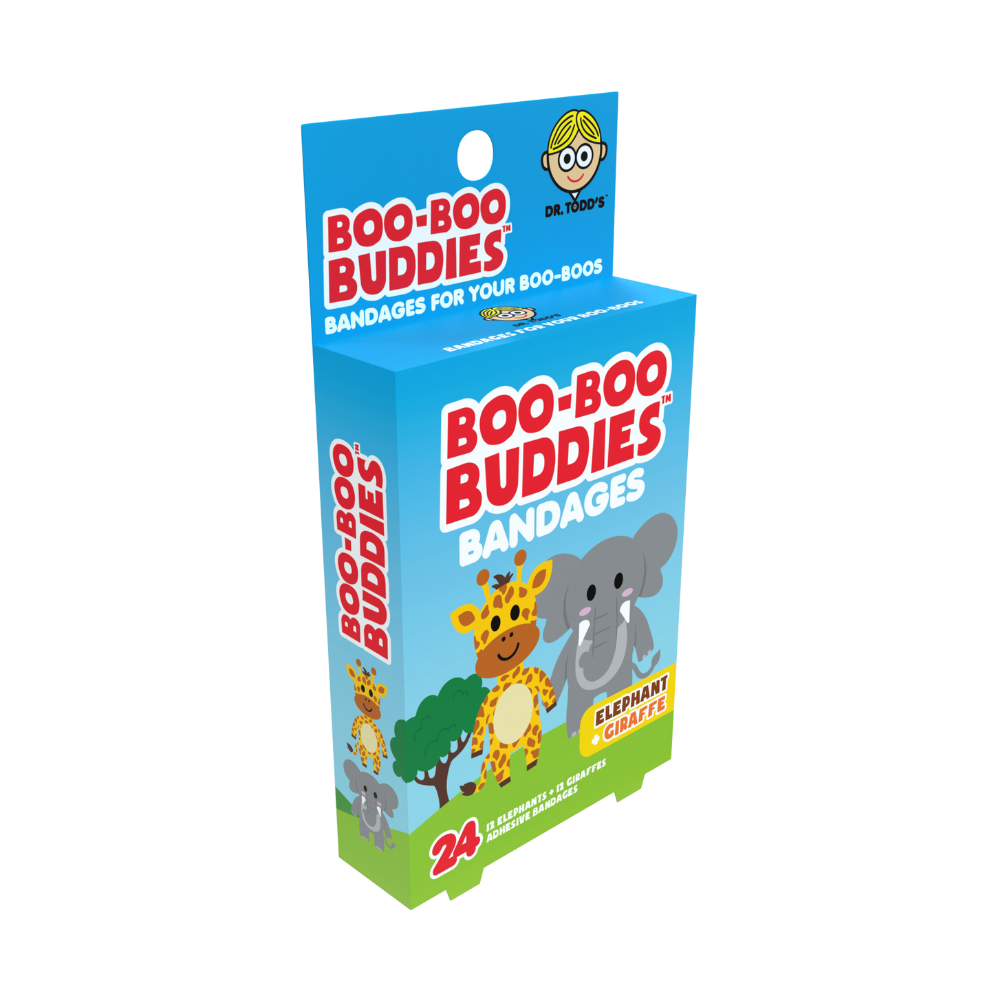 Kids Bandages – Elephant + Giraffe (24 Count, Latex-Free)