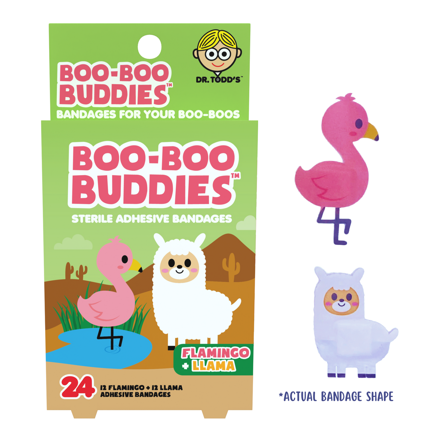 Kids Bandages Flamingo & Llama Kids Bandages – 24ct Waterproof Latex-Free, Animal Design Best Seller