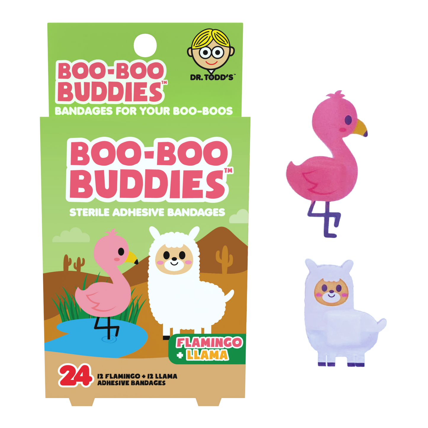 Kids Bandages Flamingo & Llama Kids Bandages – 24ct Waterproof Latex-Free, Animal Design Best Seller