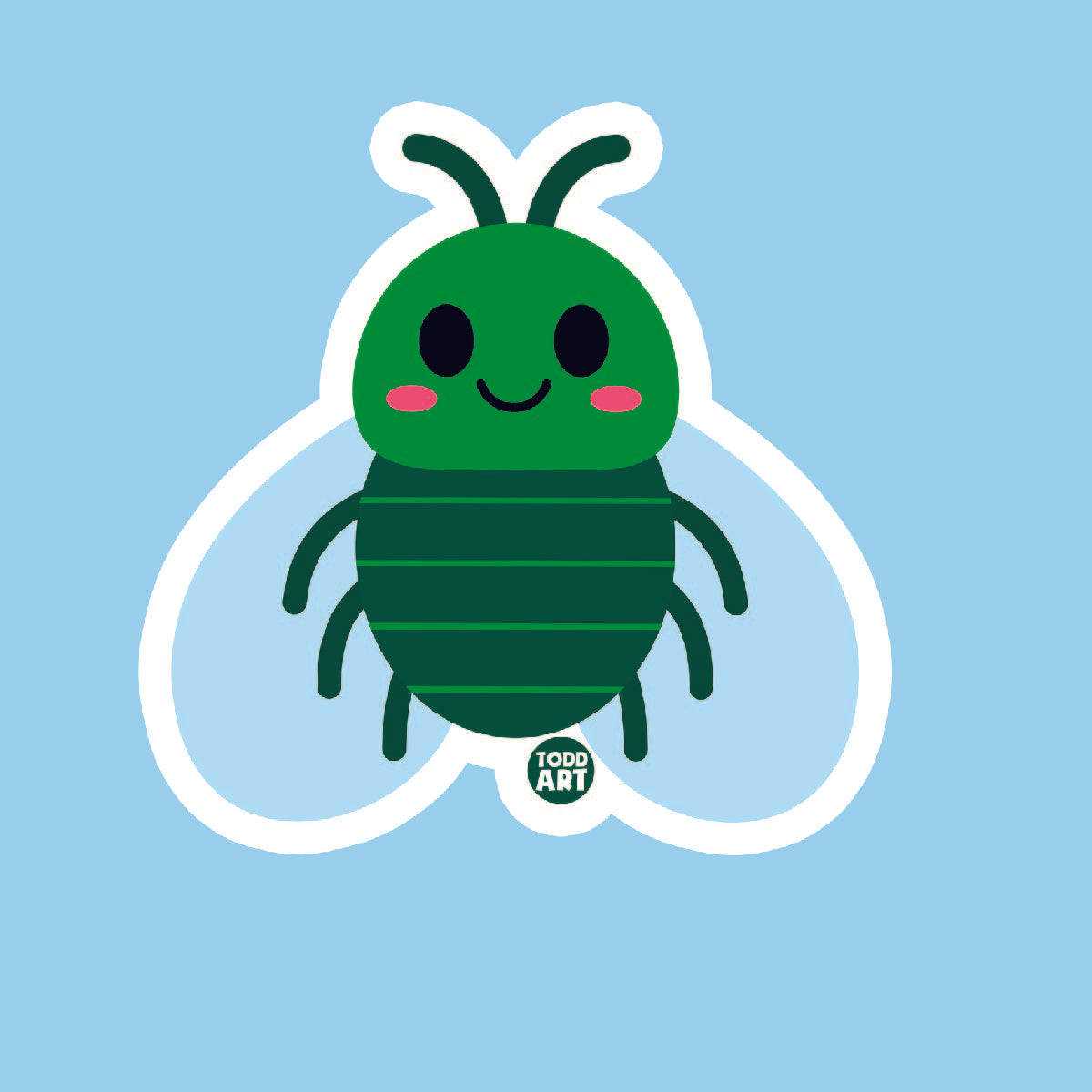Green Fly - 3" Art Sticker