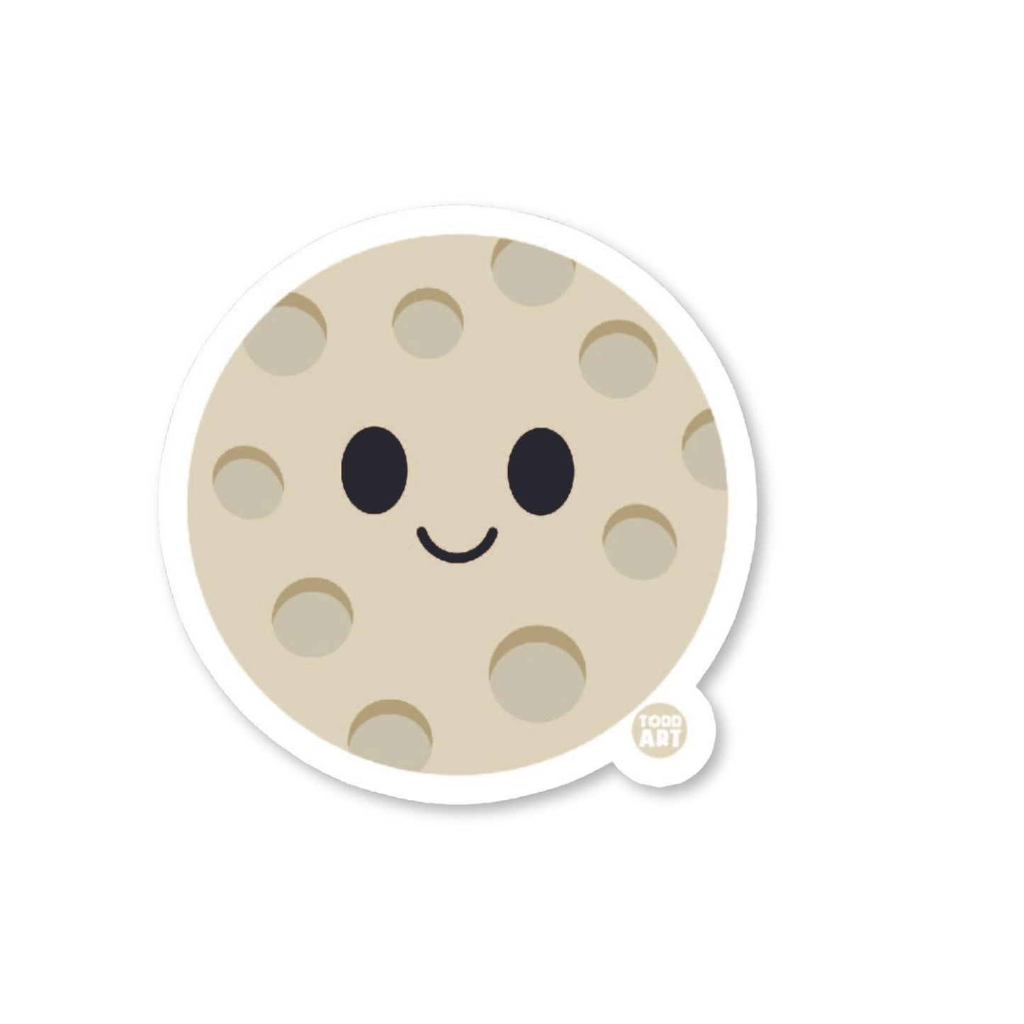 Smiling full moon sticker with crater details and sweet expression
