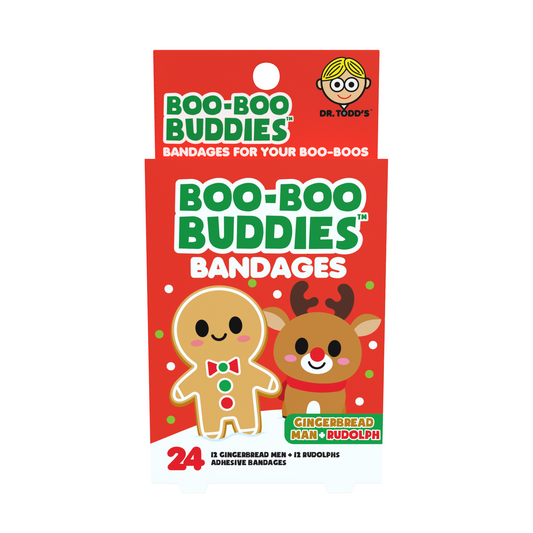 Kids Bandages – Gingerbread Man + Rudolph (24 Count, Latex-Free)