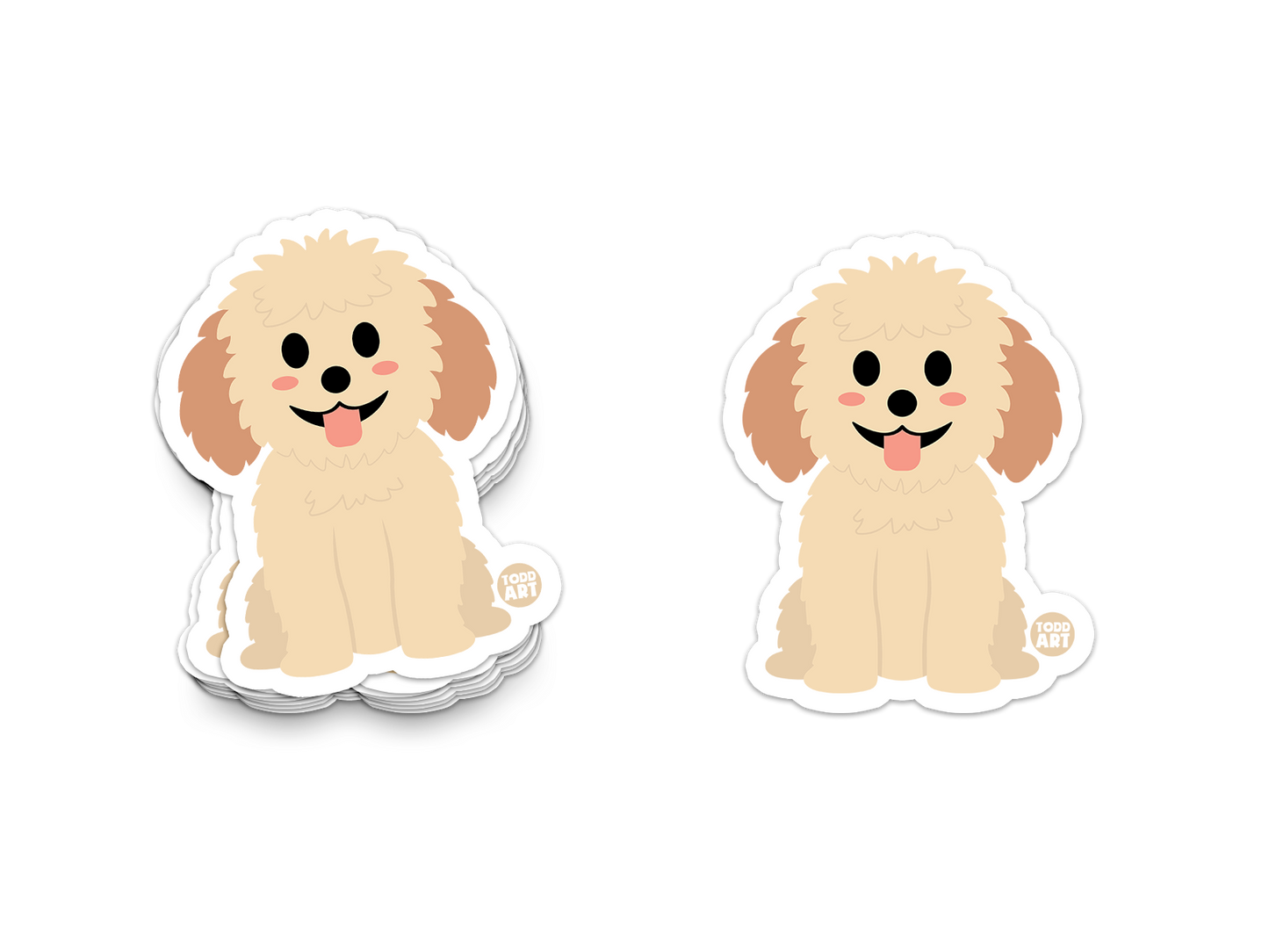 GoldenDoodle - 3" Art Sticker