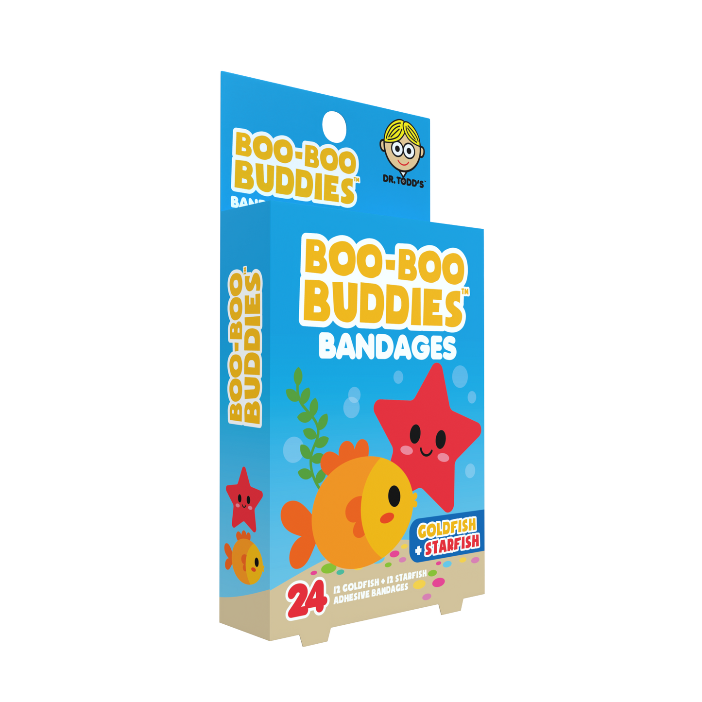 Kids Bandages – Goldfish + Starfish (24 Count, Latex-Free)